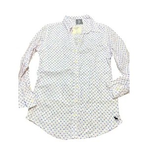 Abercrombie & Fitch Womens Floral Button Down Shirt White Pink Stripes Sz XS NWT - Picture 1 of 4