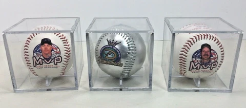 World Series 2001 CO MVP Arizona Diamondbacks 3-Ball Baseball Set Fast Free Ship Cover