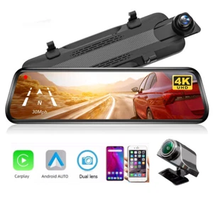 9" Dash Cam Rear view Mirror Monitor Wireless Carplay Android Auto DVR 1080P Car - Picture 1 of 11