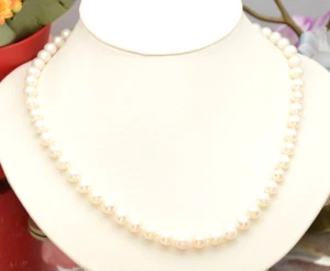 100% echt Perlen ca.7mm Süßwasser-Zuchtperle kette ca.44-49cm - Bild 1 von 3