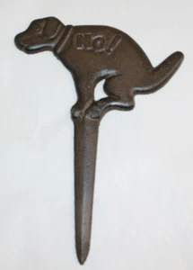 No Dog Doggie Potty Pooping Dumping Yard Sign Cast Iron Lawn Garden Stake Decor - Picture 1 of 5