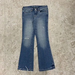 American Eagle Jeans Womens 6 Blue Pants Vintage Flare Raw Hem Denim Y2K 31x30 - Afbeelding 1 van 16