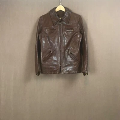 Chaqueta de motociclista vintage Bates Café Racer cuero marrón talla S Foto 1 de 4