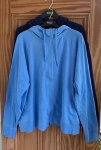 Ex M&S Brand New Ladies Goodmove Zip Up Hoody Light Blue Plus Size 22 - 24 - Picture 1 of 4