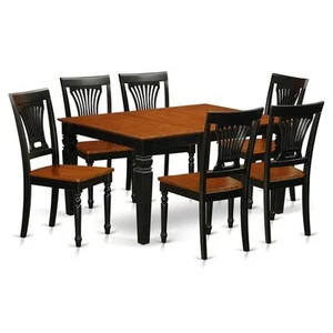 East West Furniture Weston 7-piece Wood Dining Room Table Set in Black/Cherry - Picture 1 of 6