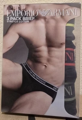 Paquete de 3 calzoncillos de algodón Emporio Armani Core Logo Band nuevos con etiquetas Foto 1 de 4
