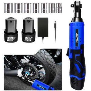 Electric Cordless Right Ratchet Angle Wrench 3/8'' 12V Power Tool 2 Battery AAA - Picture 1 of 17
