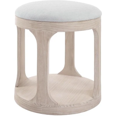 Uttermost 24076 Dennen 20.5 inch Oak and Off-White Polyester Ottoman - Image 1 of 4