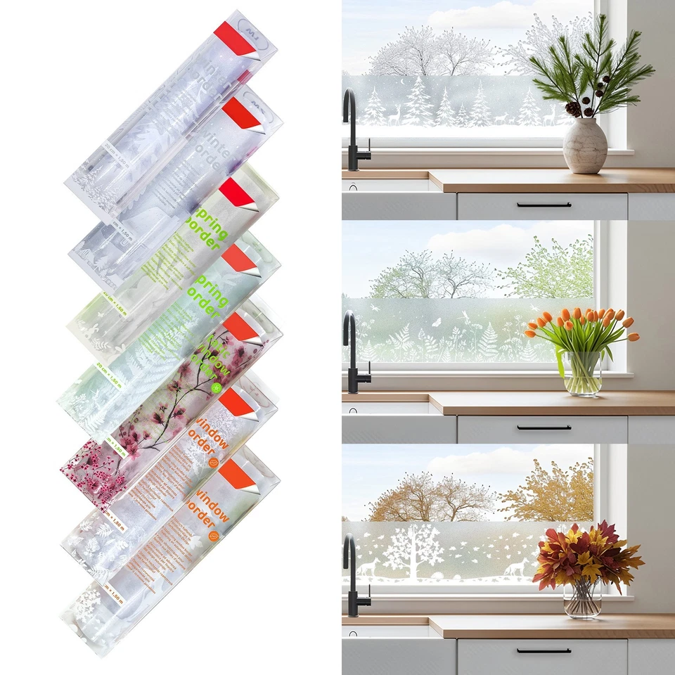 Fensterfolie Bordür Klebefolie Static Glasdekor Transparent Aufkleber Küche Bad - Bild 1 von 1