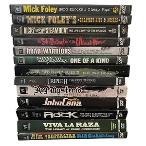 WWE DVD Lot 14 Jake The Snake Triple H Rock Road Warriors Mick Foley John Cena - Foto 1 di 24