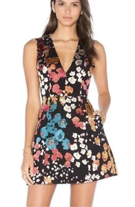 Alice + Olivia Black Floral, Sleeveless, Lined, Silk Blend, Cocktail Dress S10 - Picture 1 of 12