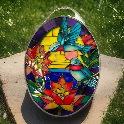 Marco de metal colibrí atrapasol pintado a mano Joan Baker Designs  Foto 1 de 4