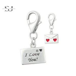 925 Sterling Silver Love Letter Clip On Charm Lobster Clasp for Bracelet - Picture 1 of 2