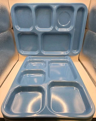 Set 4 Carlisle School Cafeteria Lunch Lap Tray Blue 10"x14" Melamine Divided EUC - Image 1 of 4