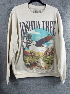 Joshua Tree California Sweatshirt Unisex Eagle Front Print Crewneck L Cream - Picture 1 of 11