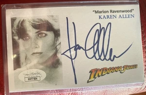 Karen Allen Marion Ravenwood Signed Auto 3x5 Index Card Indiana Jones JSA Auth - Foto 1 di 2