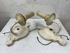 Pair Of Shield Back Wall Sconces Metal Antique Lighting Ornate Candle Switch