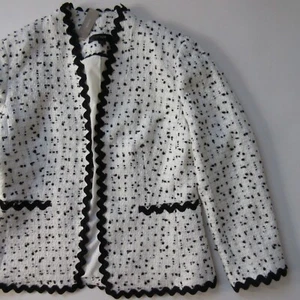 NWT J.Crew Going Out Blazer in Black White Ivory Spotted Tweed Open Jacket 0 - Picture 1 of 7