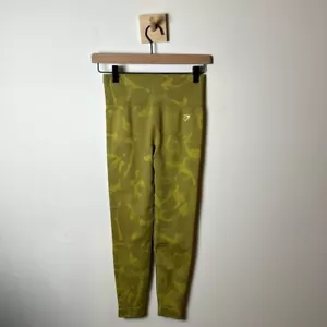 Gymshark Damen Adapt Camo nahtlose Leggings Savanna/Griffin grün Rüschendetail - Bild 1 von 9