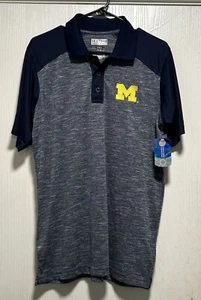 Camicia uomo Majestic blu taglia media polo Michigan Wolverines manica corta - Foto 1 di 6