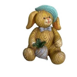 Vintage Easter Bunny Figurine Yellow Handcrafted 4" Textured Details Cute - Picture 1 of 9