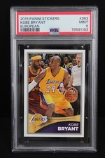 2015 2016 Kobe Bryant Lebron James Sticker NBA Panini (15-16) #363 / PSA 9