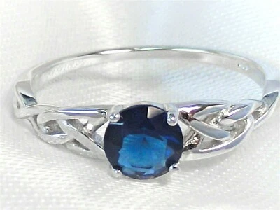 RING 925 STERLING SILBER Gr. 20 Edelstein SAPHIR cz. blau rund keltischer Knoten - Bild 1 von 4