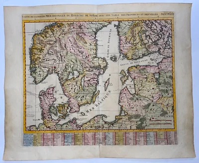 SOUTHERN SCANDINAVIA 1720 HENRI CHATELAIN LARGE ANTIQUE MAP 18TH CENTURY - Image 1 of 4