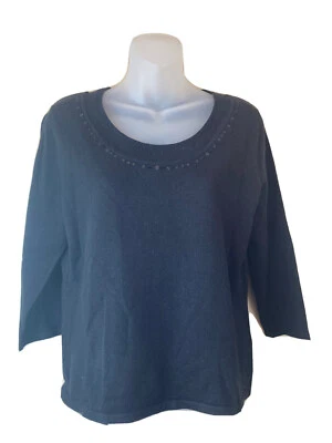 Новый Norton Mcnaughton Petites средний черный бисером свитер ворота PM моющийся - Изображение 1 из 4