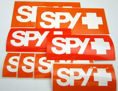 8 x SPY OPTIC STICKERS GENUINE SPY+ 4 4.75 6" motocross goggles sunglasses snow
