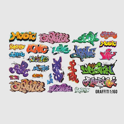 Waterslide Decal 1:160 N - Dekor Graffiti & Tags Set - Modellbahn Modellauto