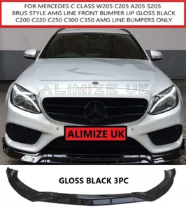 Parachoques delantero divisor de labios inferiores negro para MERCEDES W205 C205 A205 C220 C43 AMG - Imagen 1 de 11