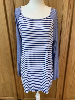 Blusa pulóver Sharon Young talla grande L para mujer azul blanco medios mixtos Foto 1 de 4