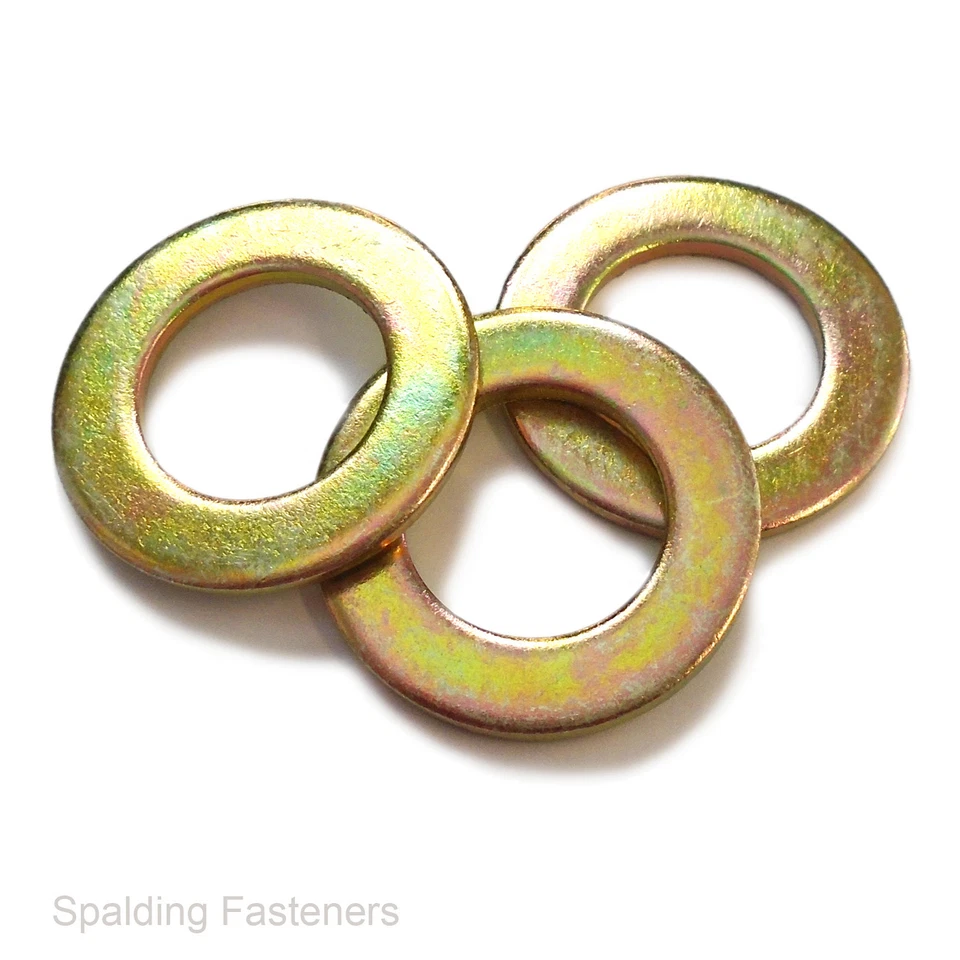 M6 M8 M10 M12 M16 M20 YELLOW ZINC FORM A FLAT WASHERS DIN125A - Imagem 1 de 1