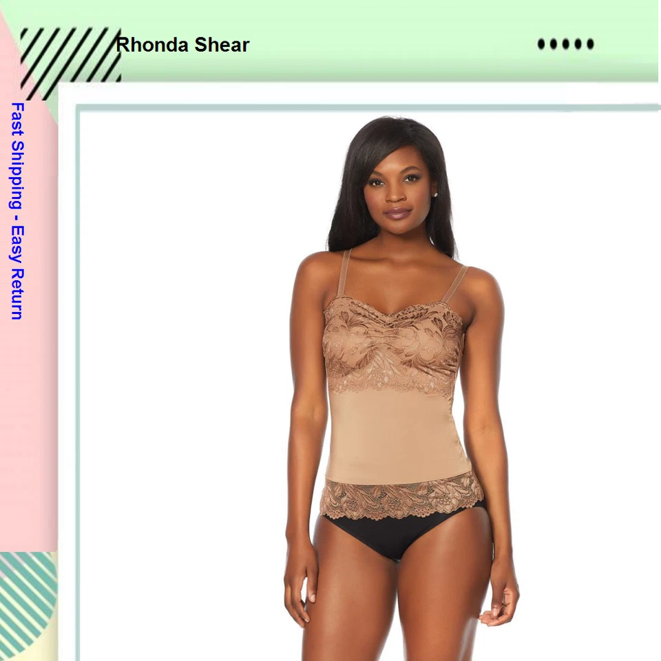 Camisola superpuesta de encaje Rhonda Shear nude 590-151, talla XS Foto 1 de 1