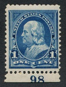 US 247 MINT FINE LH 1c BLUE UNWKED PLATE # - Picture 1 of 2