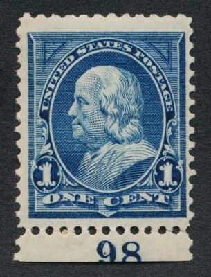 US 247 MINT FINE LH 1c BLUE UNWKED PLATE # - Image 1 of 2