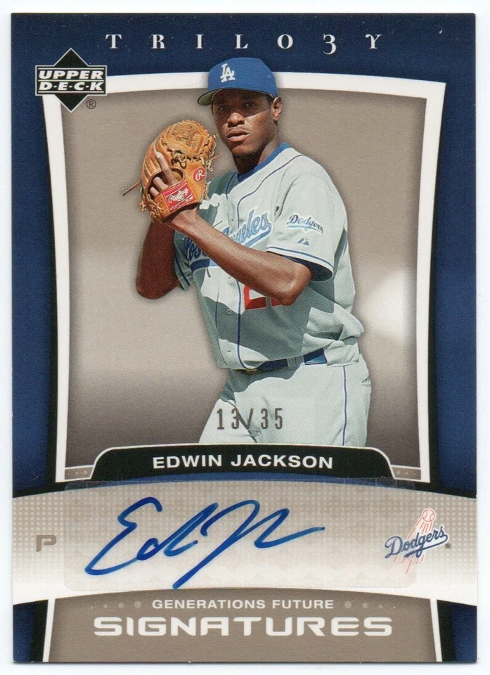UD Trilogy Generations Future Signatures 2005 bronce #EJ Edwin Jackson automático/35 Foto 1 de 1