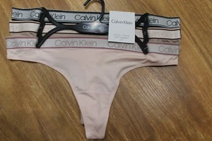 NEW CALVIN KLEIN LADIES 3 PACK THONG BRIEF PANT SIZE LARGE RRP $69.95 - QP2484O - Picture 1 of 4