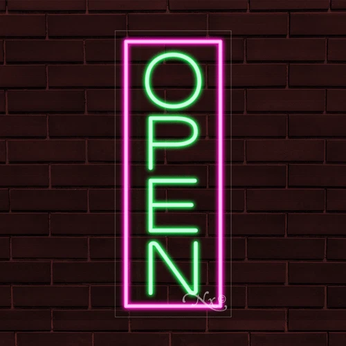 BRAND NEW "OPEN" w/BORDER VERTICAL 30x12X1 INCH LED FLEX INDOOR SIGN 30154 - Image 1 of 1