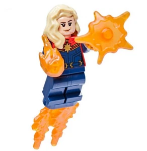 new LEGO Minifig - Captain Marvel, tan hair over shoulder, with power blasts - Picture 1 of 4