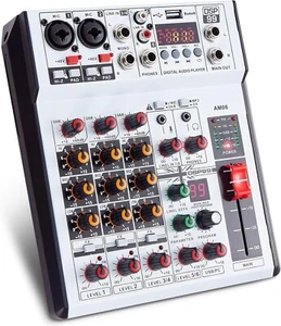 6 Channel Live Studio Audio Mixer Sound Board Mixing Console Home USB Bluetooth - Picture 1 of 9