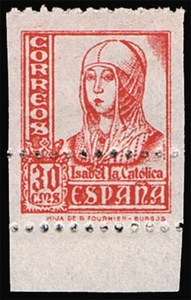 España 1937.Cifras Isabel. Edifil xx 823. Variedad doble dentado + S/D vertical. - Imagen 1 de 1