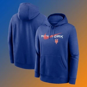 Nike New York Mets Swoosh Fleece Pullover Hoodie Men Size Large - Picture 1 of 5