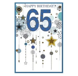 Age 65 Birthday Card Stars Male Men Adult 65th - 7.5"x 5.25" - Picture 1 of 3