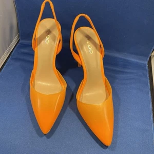 Aldo Marie Sling Back Heels Neon Orange - Picture 1 of 6