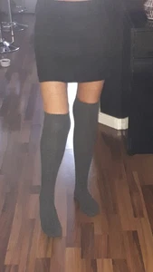 Overknees Strümpfe m. Zopfmuster schwarz Gr. 30-40 - Bild 1 von 1