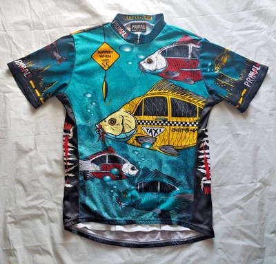 Fish Taxi All Over Print Primal Wear 3/4 Zip Cycling Jersey - Size Large / L - Image 1 of 4