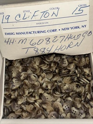 15 Gross Brown 7/16” HORN Swirl Plastic BUTTON SIZE 19 Satin 12mm 4 Hole Round - Image 1 of 4