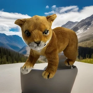 Standing Lion Cougar Cub Plush Firm Realistic Yellow Hunter’s Eye Gaze 15” Read - Picture 1 of 19